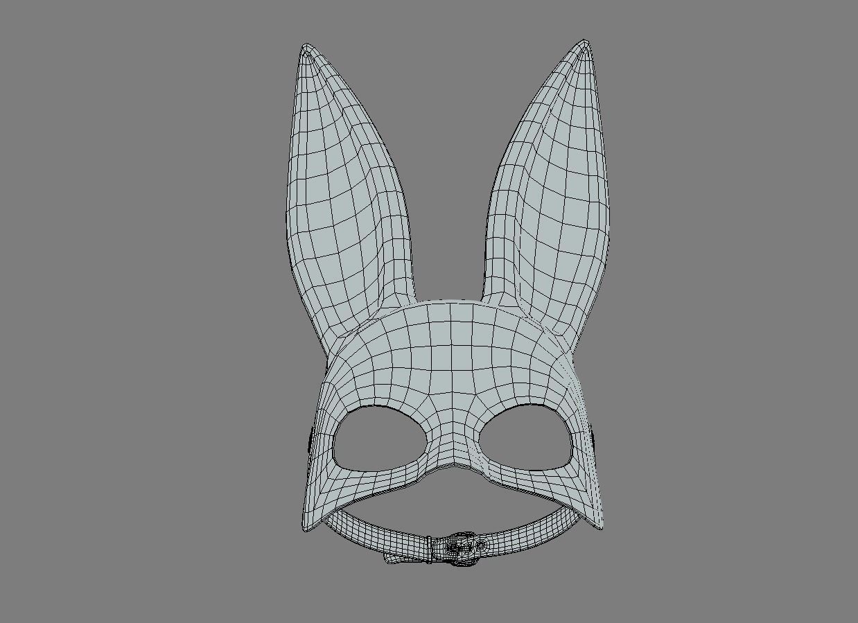 Black Rabbit-Bunny Facemask Low-poly 3D model_9