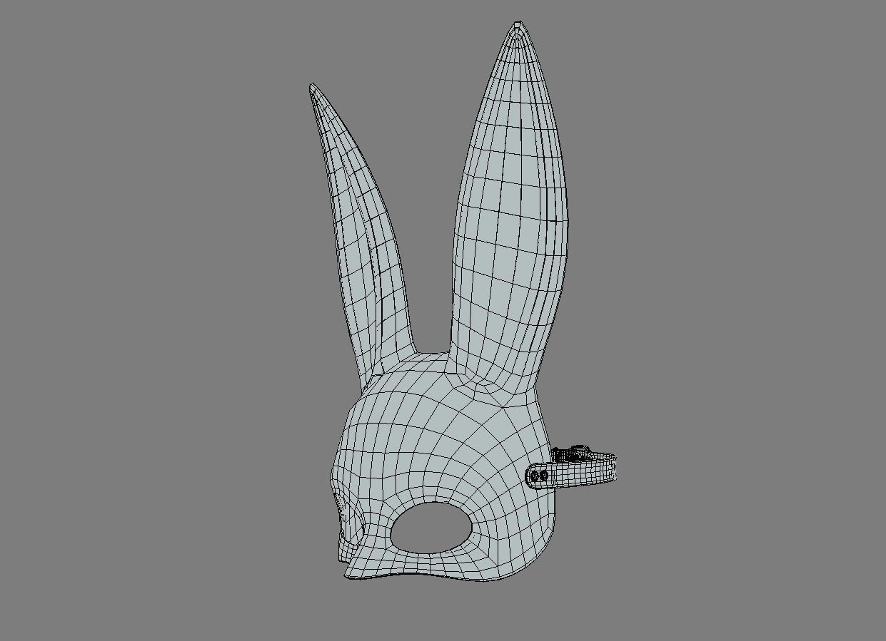 Black Rabbit-Bunny Facemask Low-poly 3D model_7