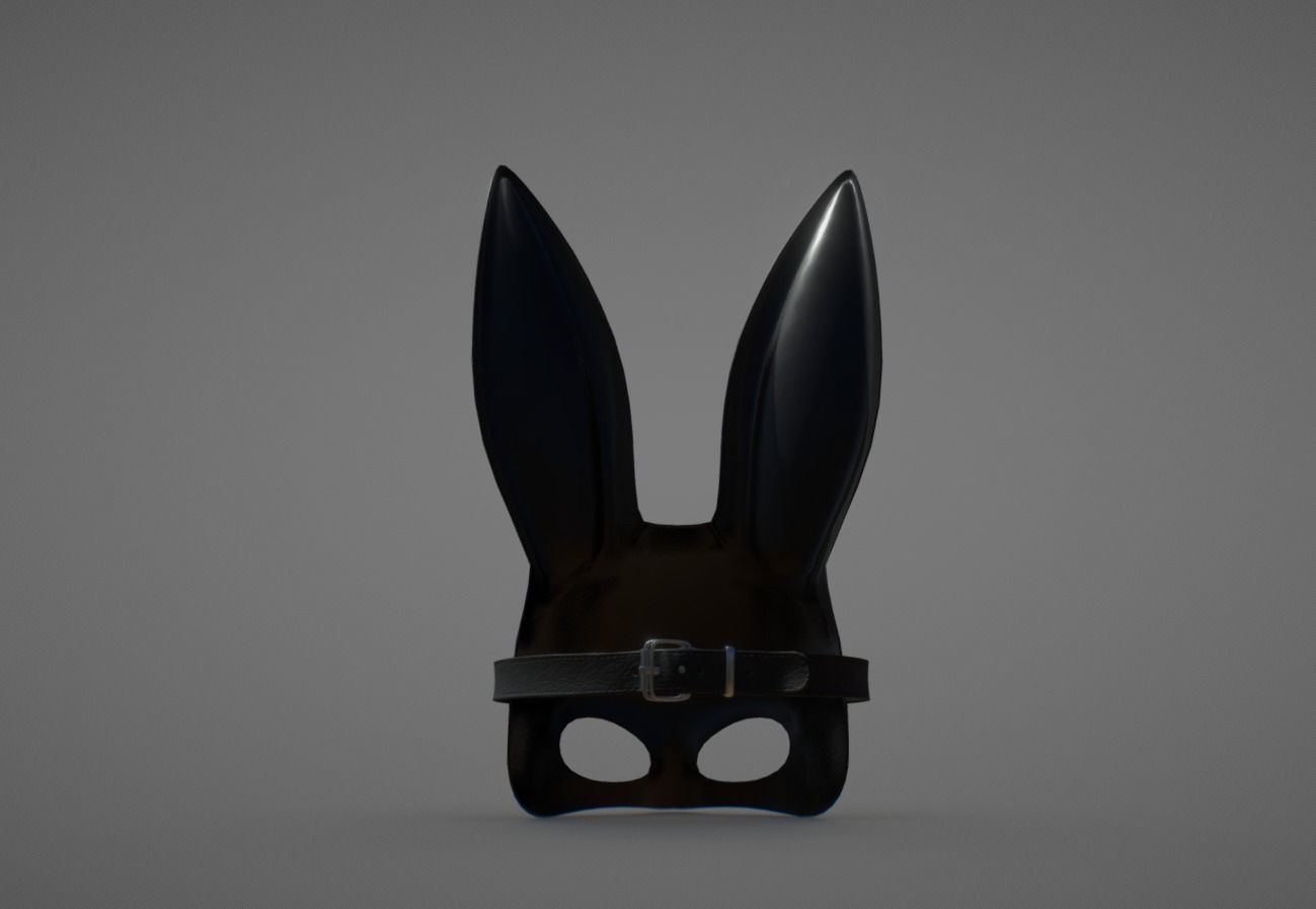 Black Rabbit-Bunny Facemask Low-poly 3D model_2