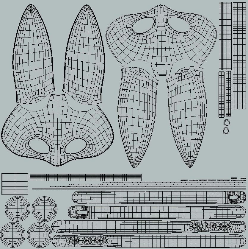 Black Rabbit-Bunny Facemask Low-poly 3D model_6