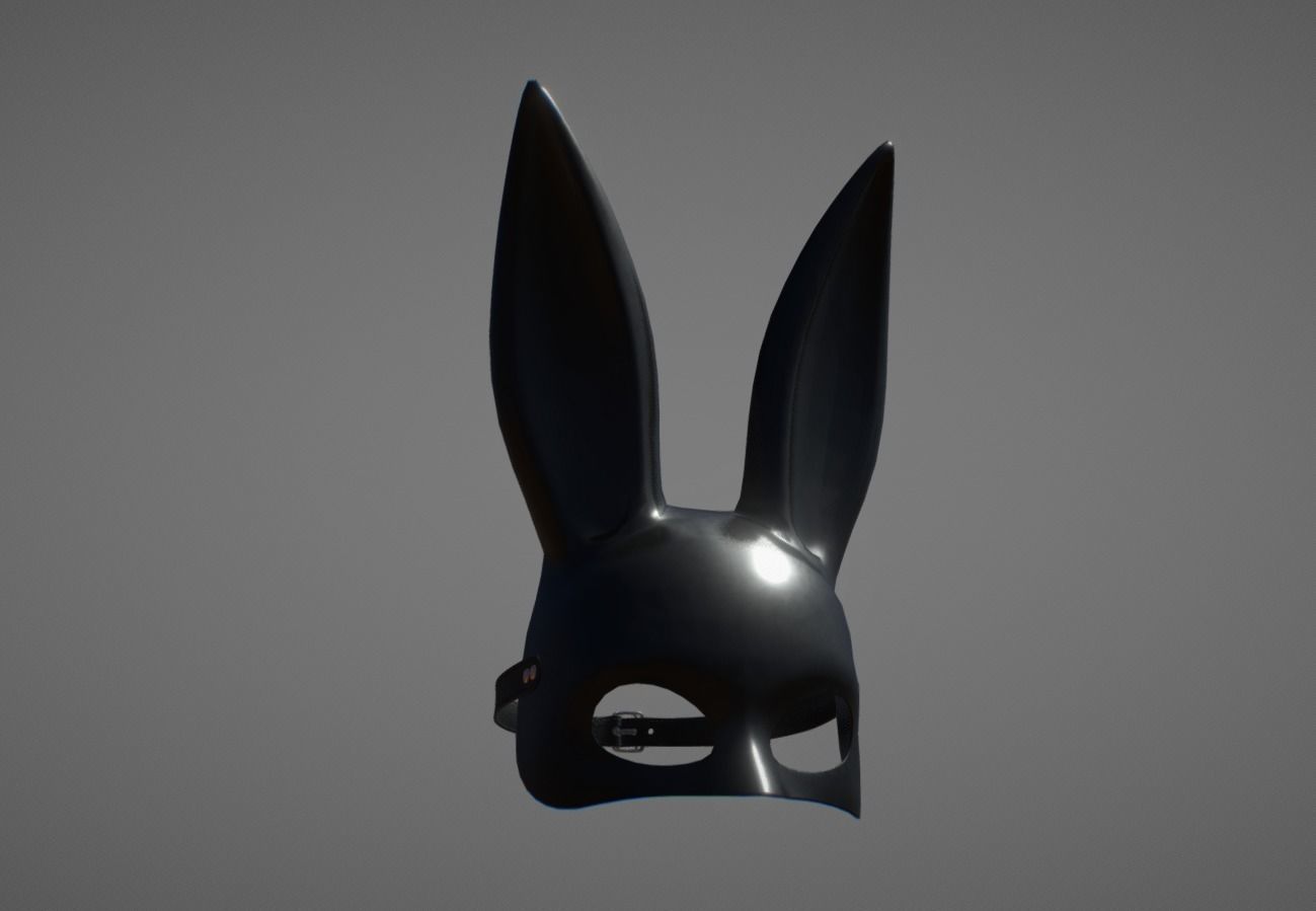 Black Rabbit-Bunny Facemask Low-poly 3D model_3