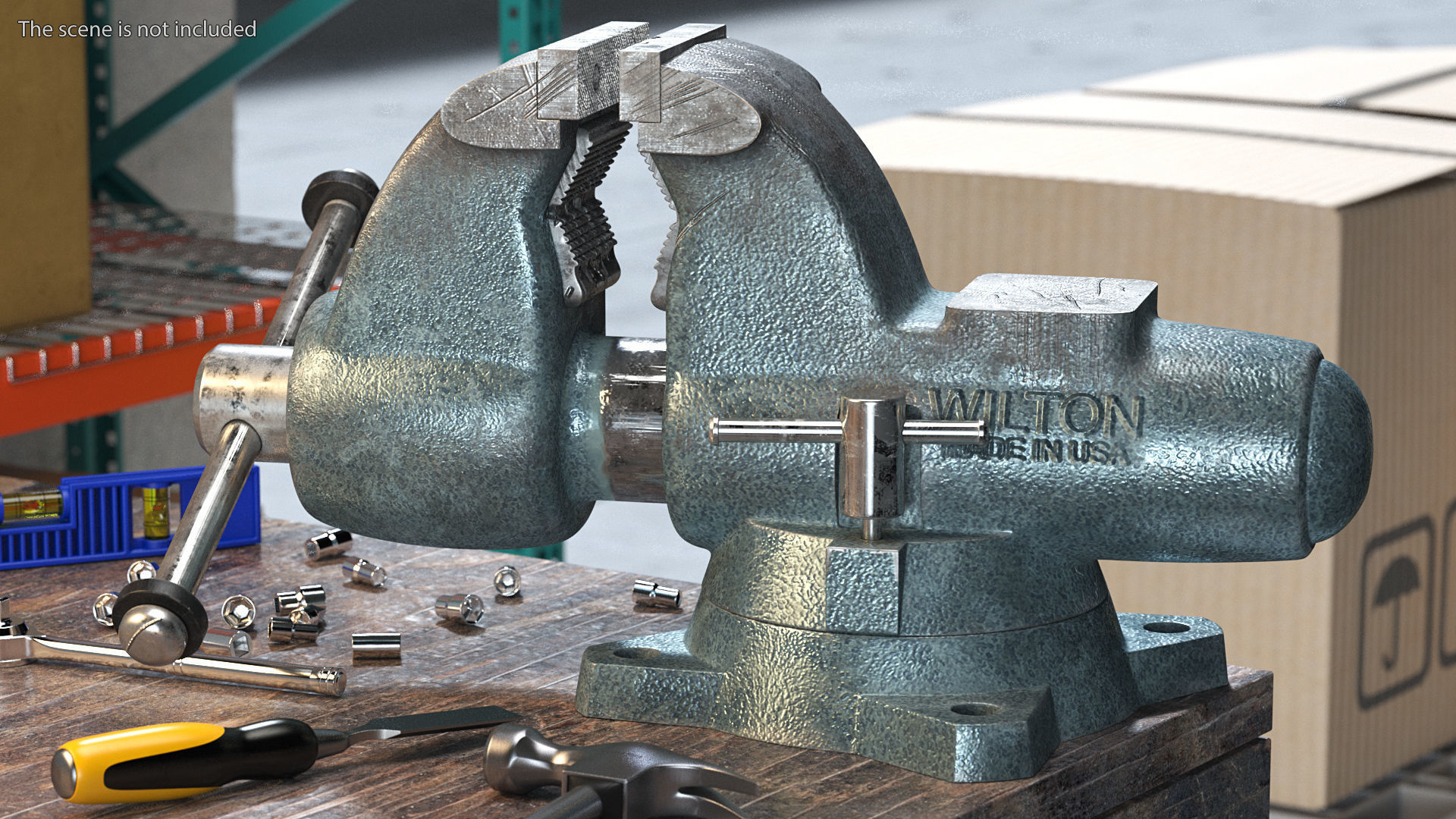 Wilton Pipe Bench Vise Dusty Rigged 3D model_5