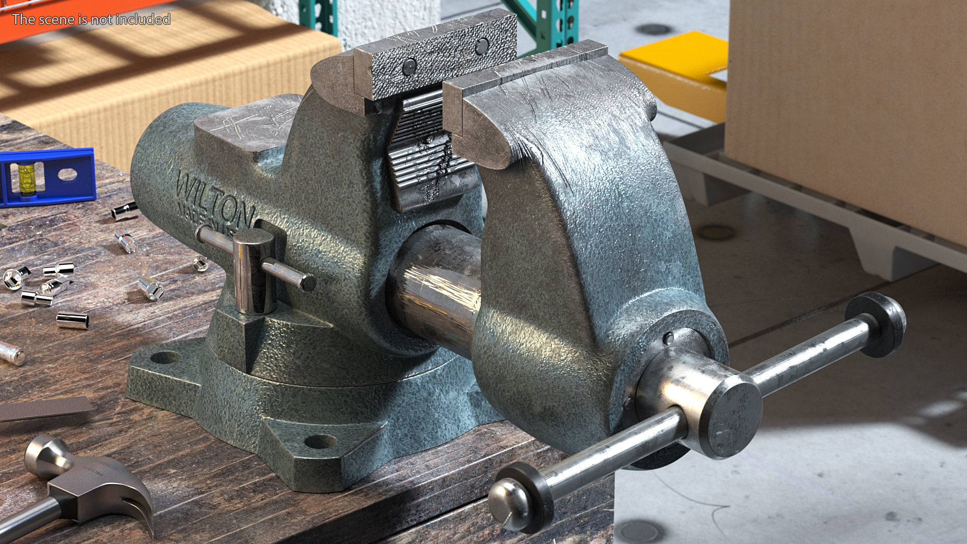 Wilton Pipe Bench Vise Dusty Rigged 3D model_2