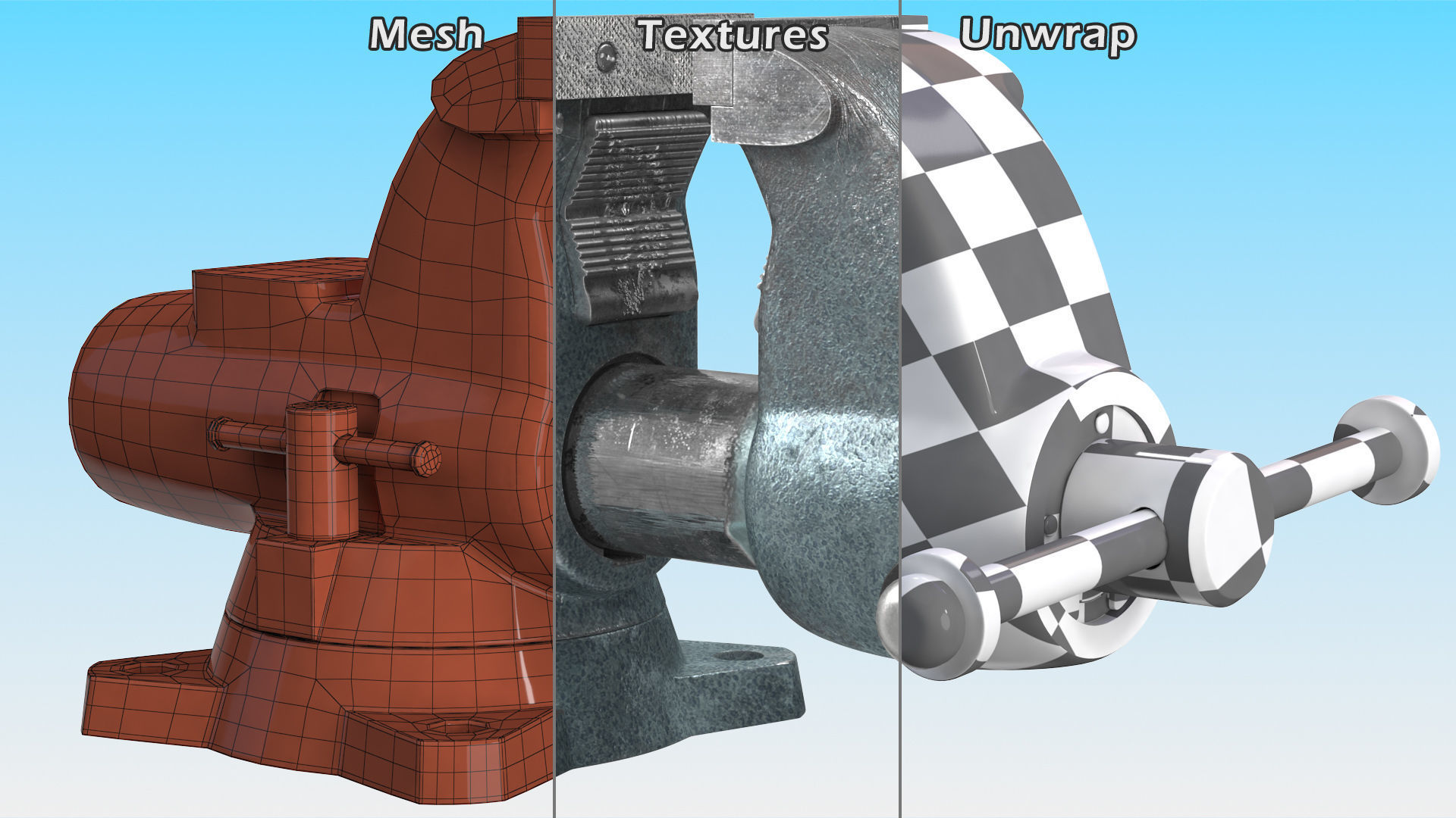 Wilton Pipe Bench Vise Dusty Rigged 3D model_23