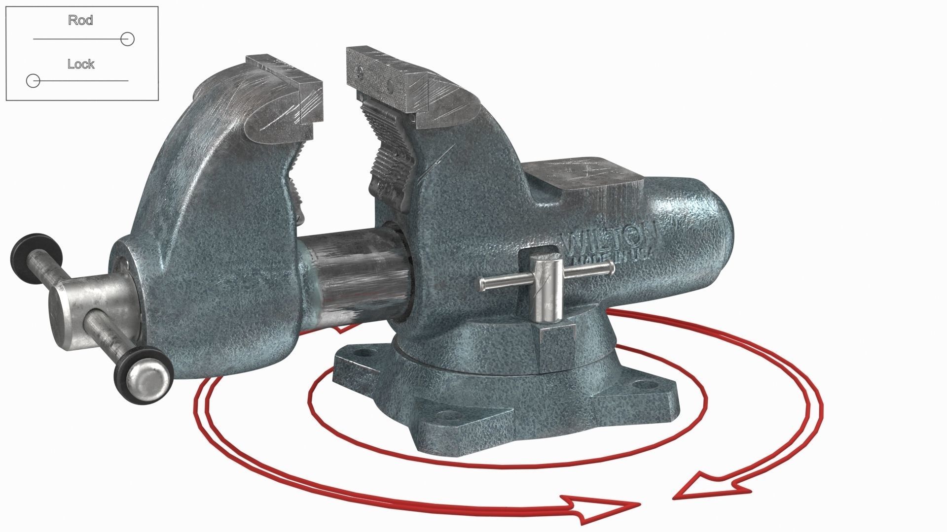 Wilton Pipe Bench Vise Dusty Rigged 3D model_22