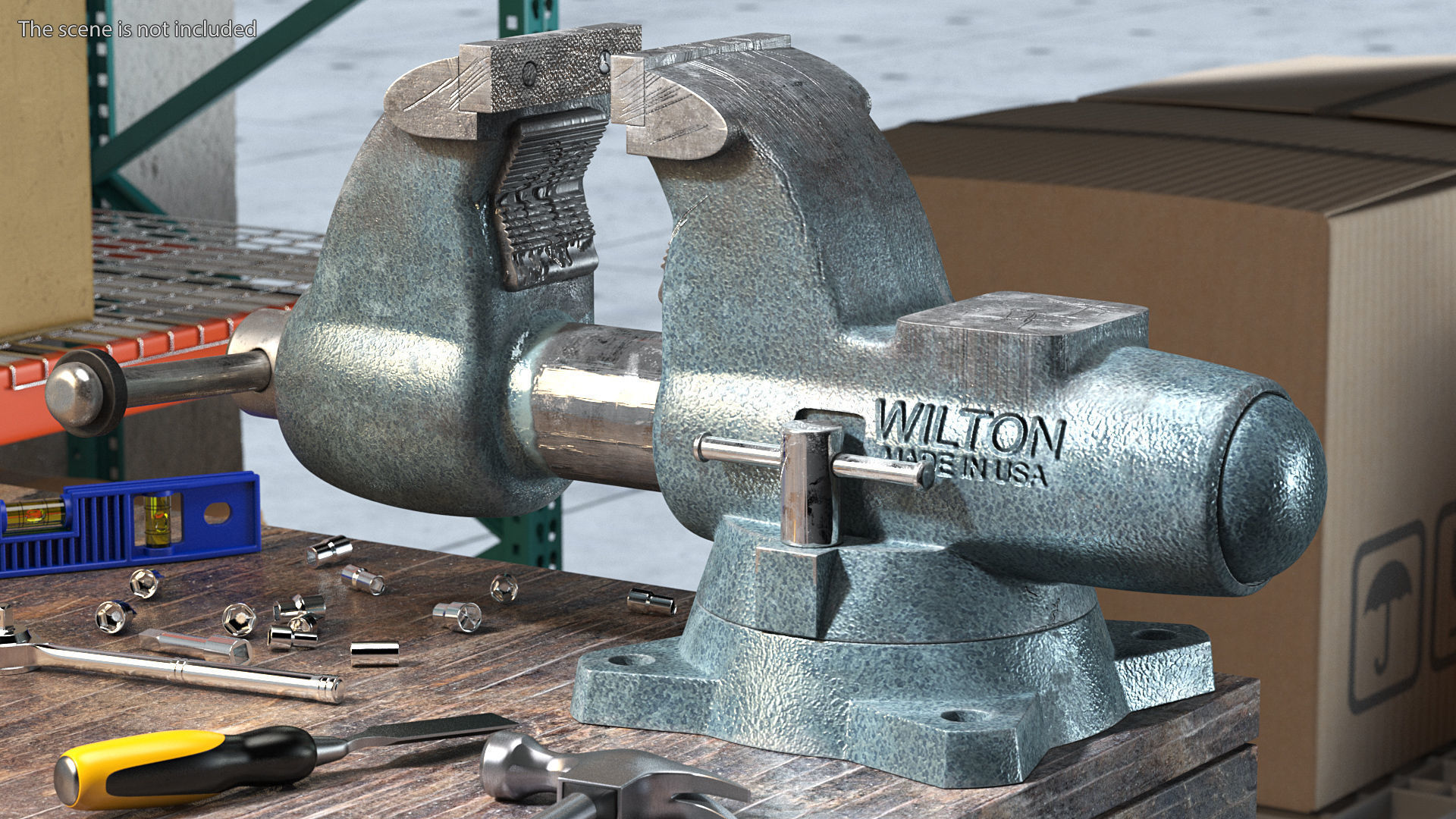 Wilton Pipe Bench Vise Dusty Rigged 3D model_4