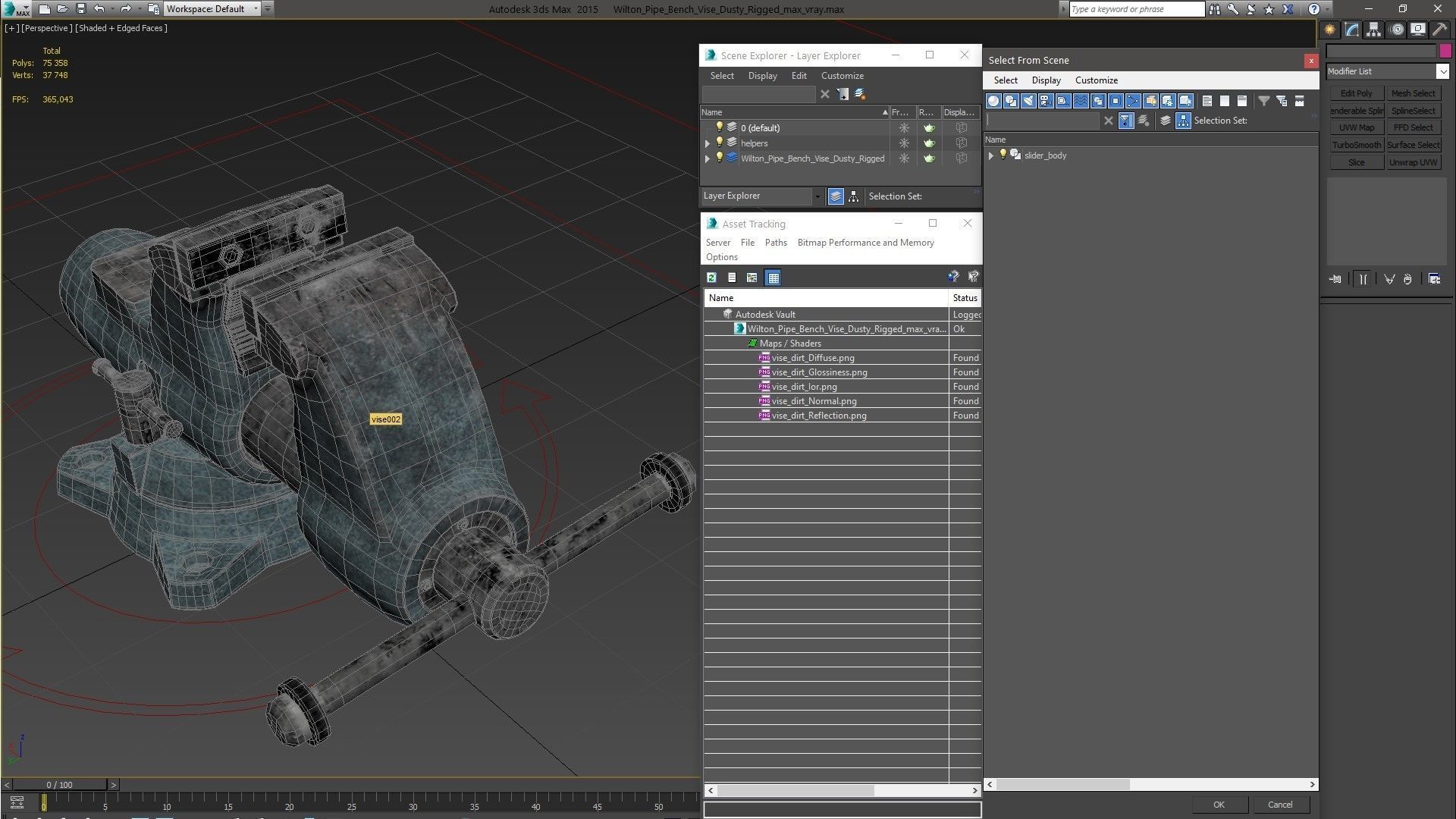 Wilton Pipe Bench Vise Dusty Rigged 3D model_28