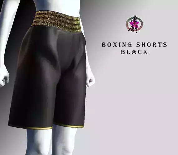 Boxing Shorts - Black Low-poly 3D model