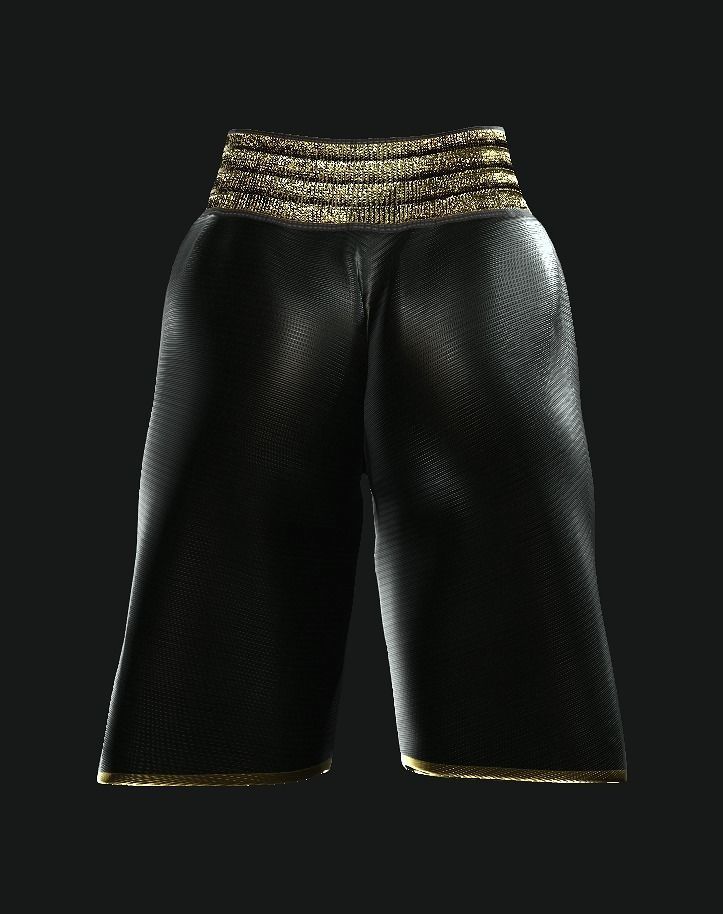 Boxing Shorts - Black Low-poly 3D model_2