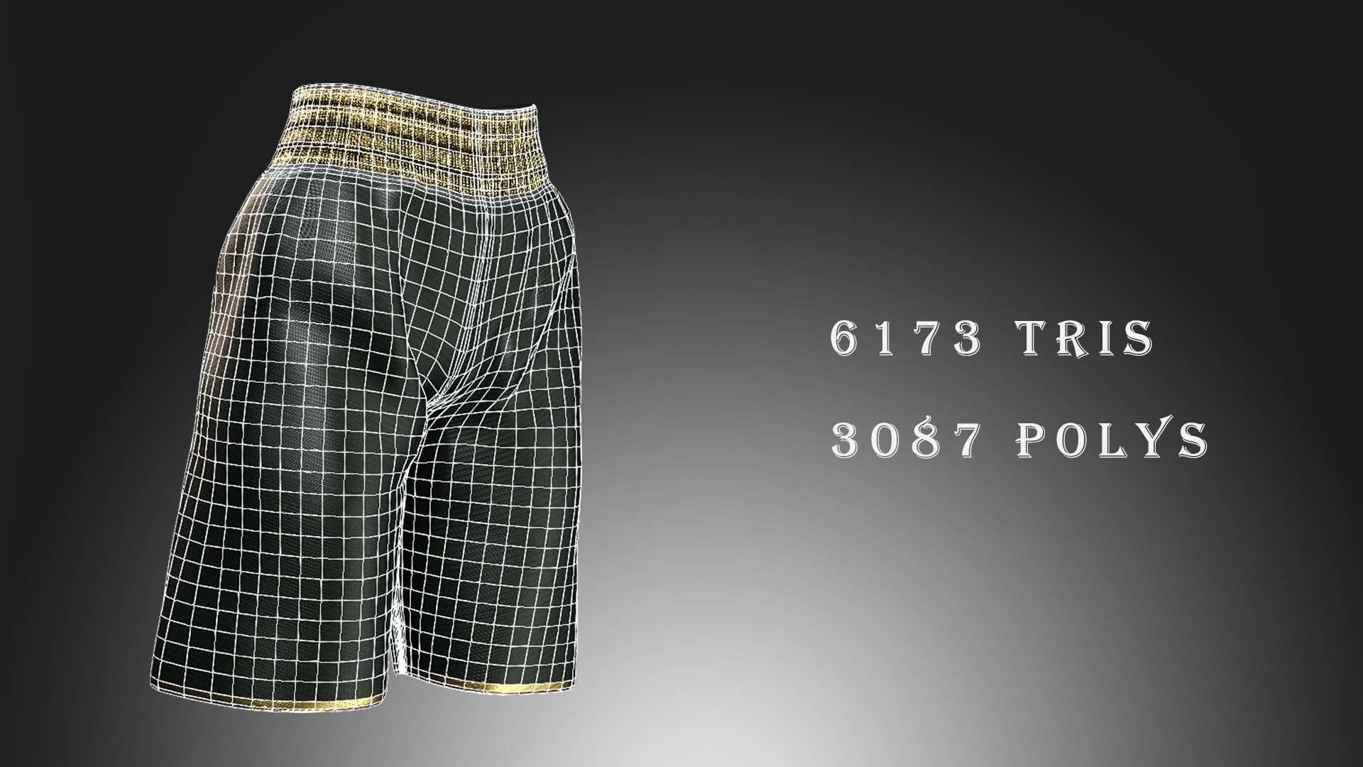Boxing Shorts - Black Low-poly 3D model_1