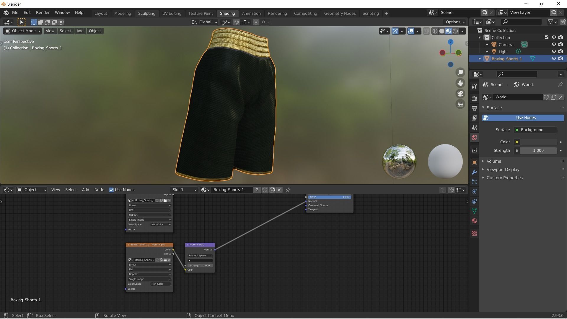 Boxing Shorts - Black Low-poly 3D model_6