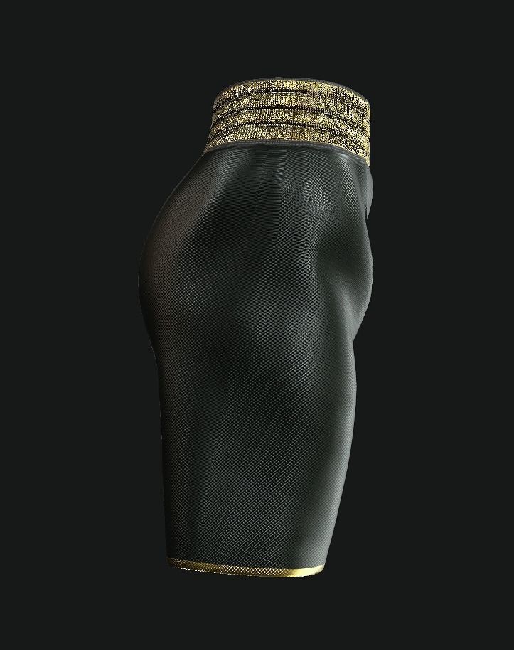 Boxing Shorts - Black Low-poly 3D model_5