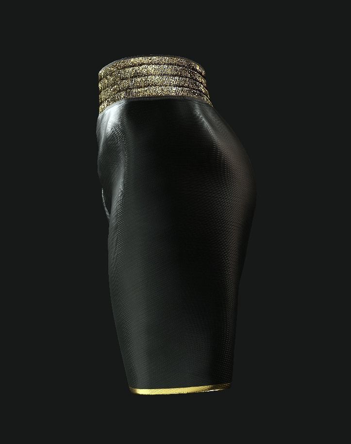 Boxing Shorts - Black Low-poly 3D model_3