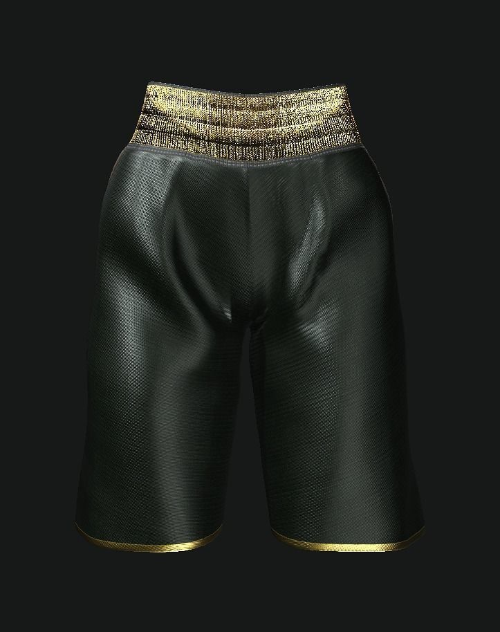 Boxing Shorts - Black Low-poly 3D model_4