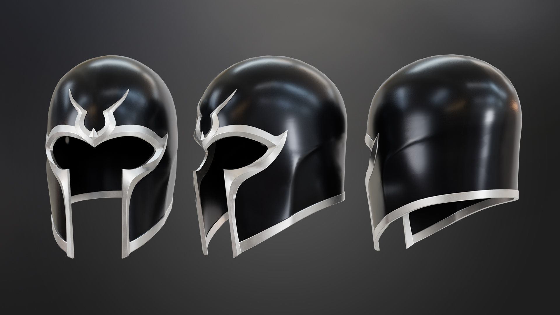 Magneto Helmet Low-poly 3D model_5