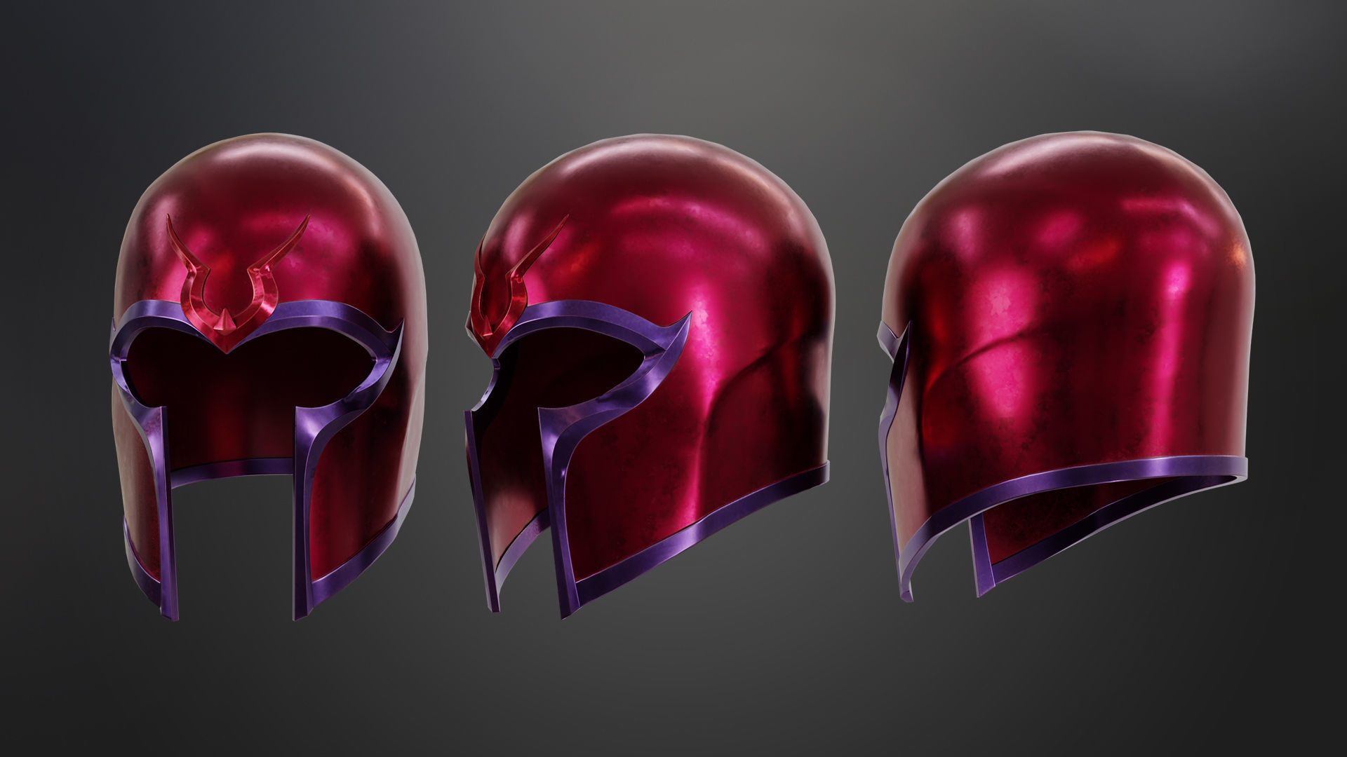 Magneto Helmet Low-poly 3D model_3