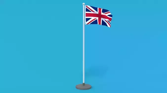 Low Poly Seamless Animated United Kingdom Flag Low-poly 3D model