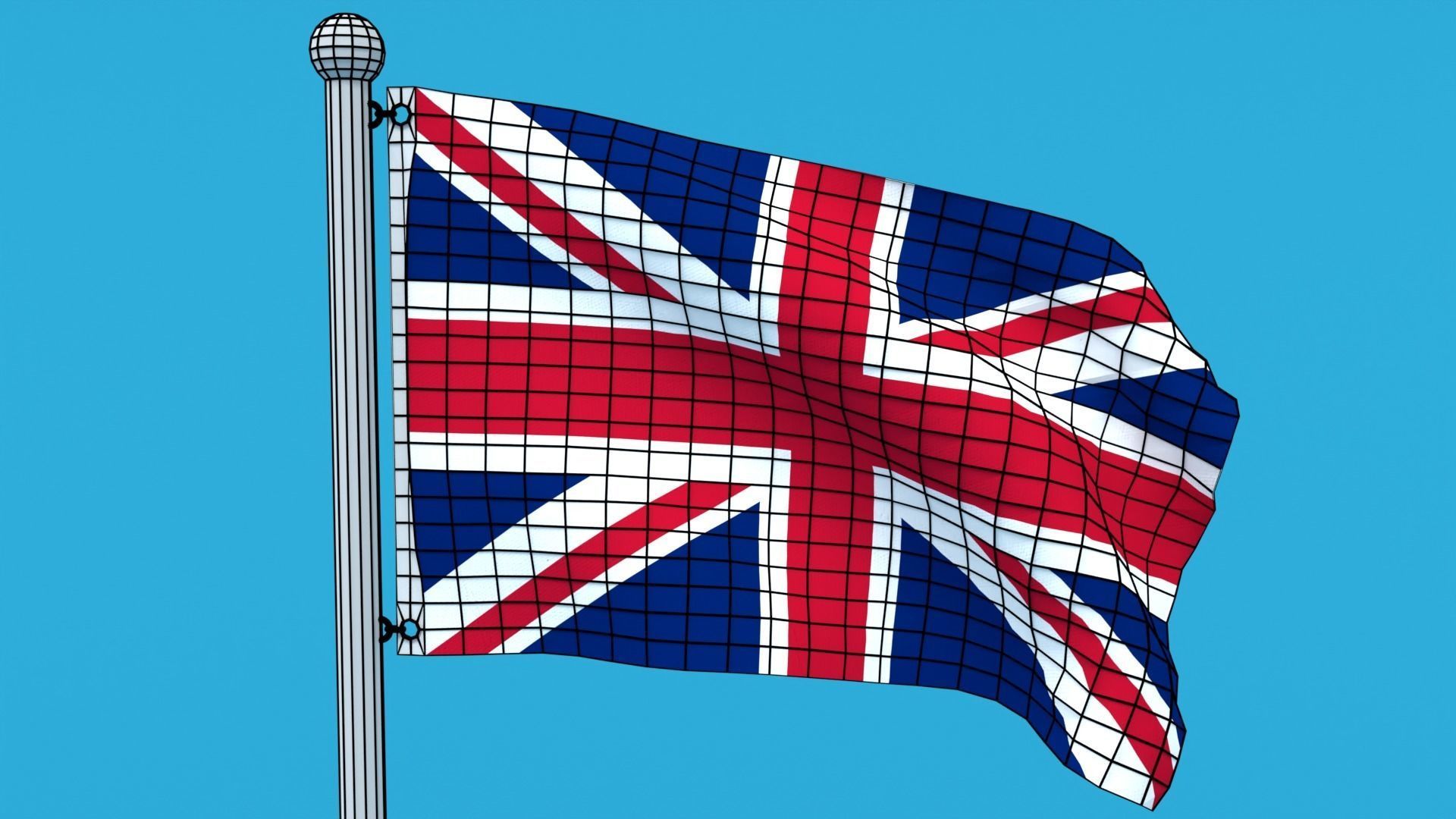 Low Poly Seamless Animated United Kingdom Flag Low-poly 3D model_18