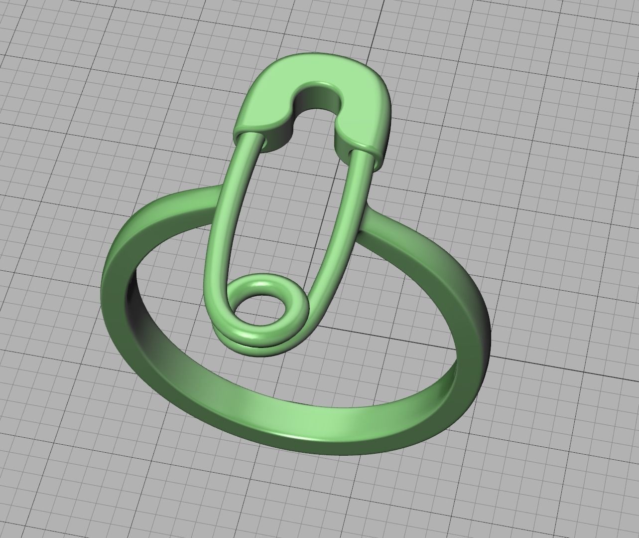Diamond Safety Pin fashion ring 3dmodel v2 3D print model_15