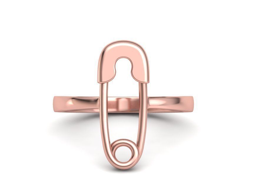Diamond Safety Pin fashion ring 3dmodel v2 3D print model_4