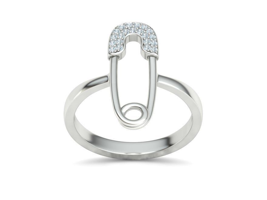 Diamond Safety Pin fashion ring 3dmodel v2 3D print model_36