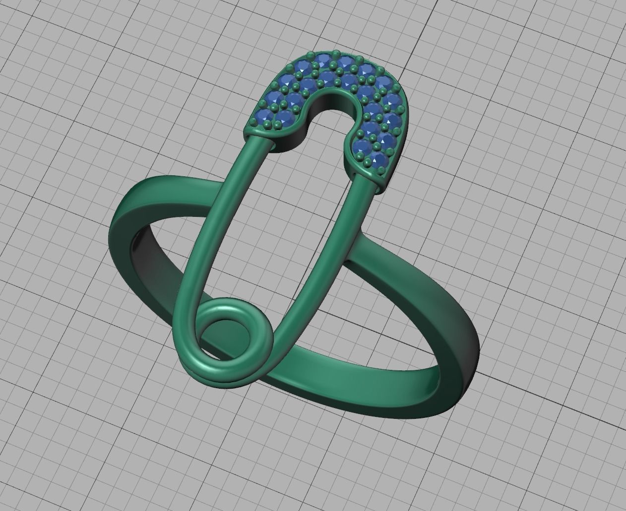 Diamond Safety Pin fashion ring 3dmodel v2 3D print model_26