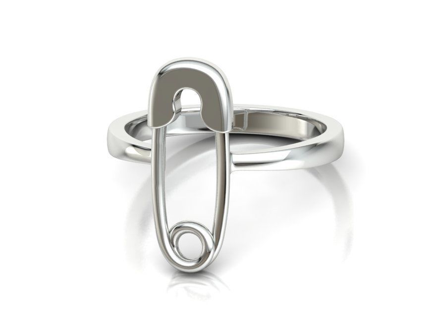 Diamond Safety Pin fashion ring 3dmodel v2 3D print model_30