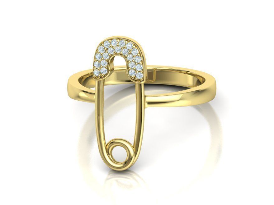 Diamond Safety Pin fashion ring 3dmodel v2 3D print model_46