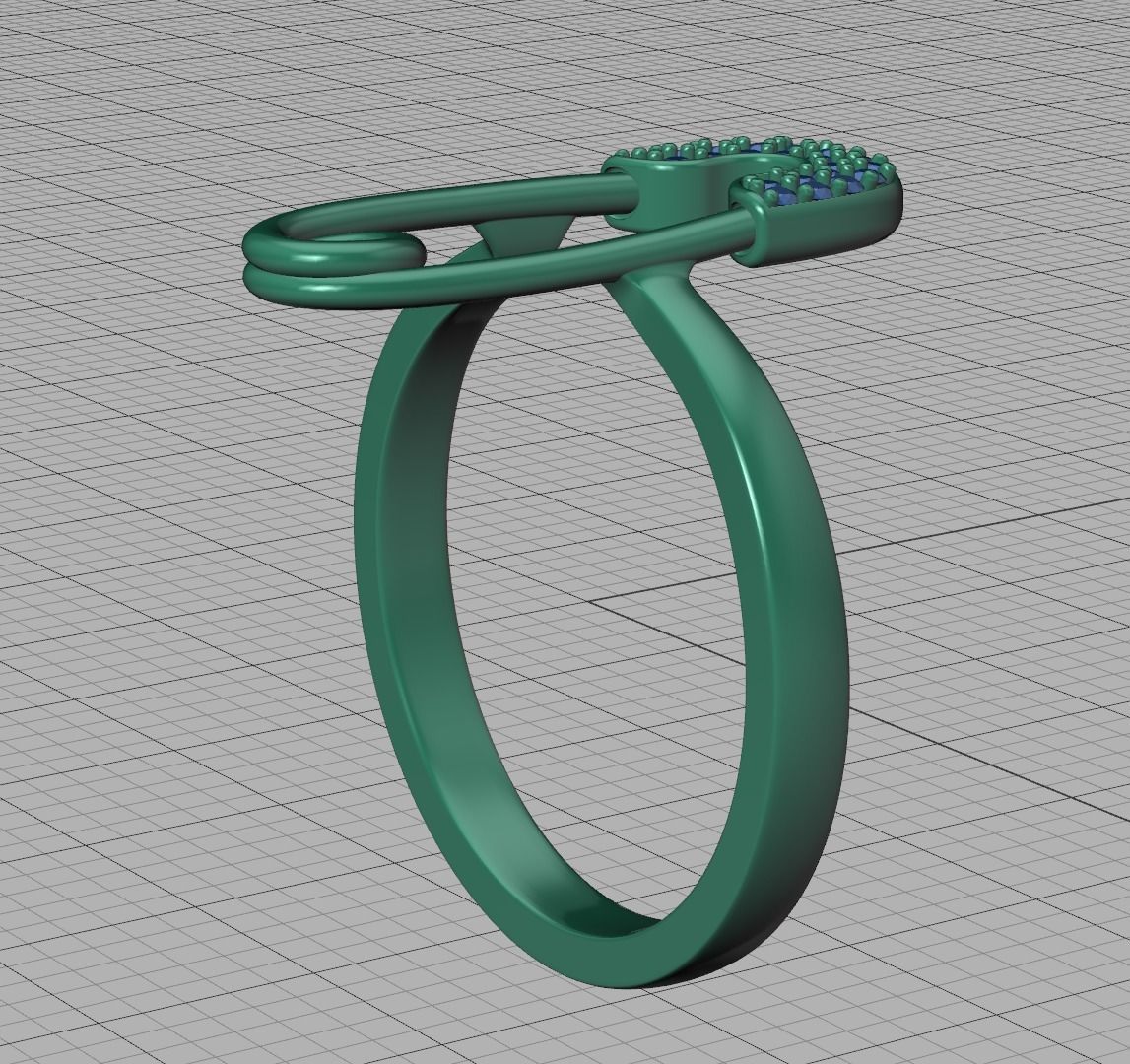 Diamond Safety Pin fashion ring 3dmodel v2 3D print model_27