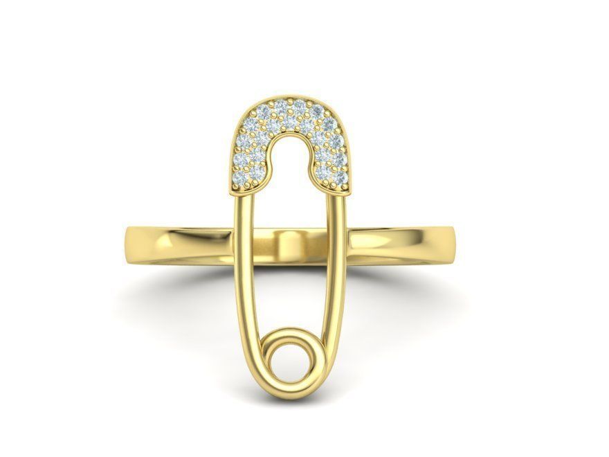 Diamond Safety Pin fashion ring 3dmodel v2 3D print model_3