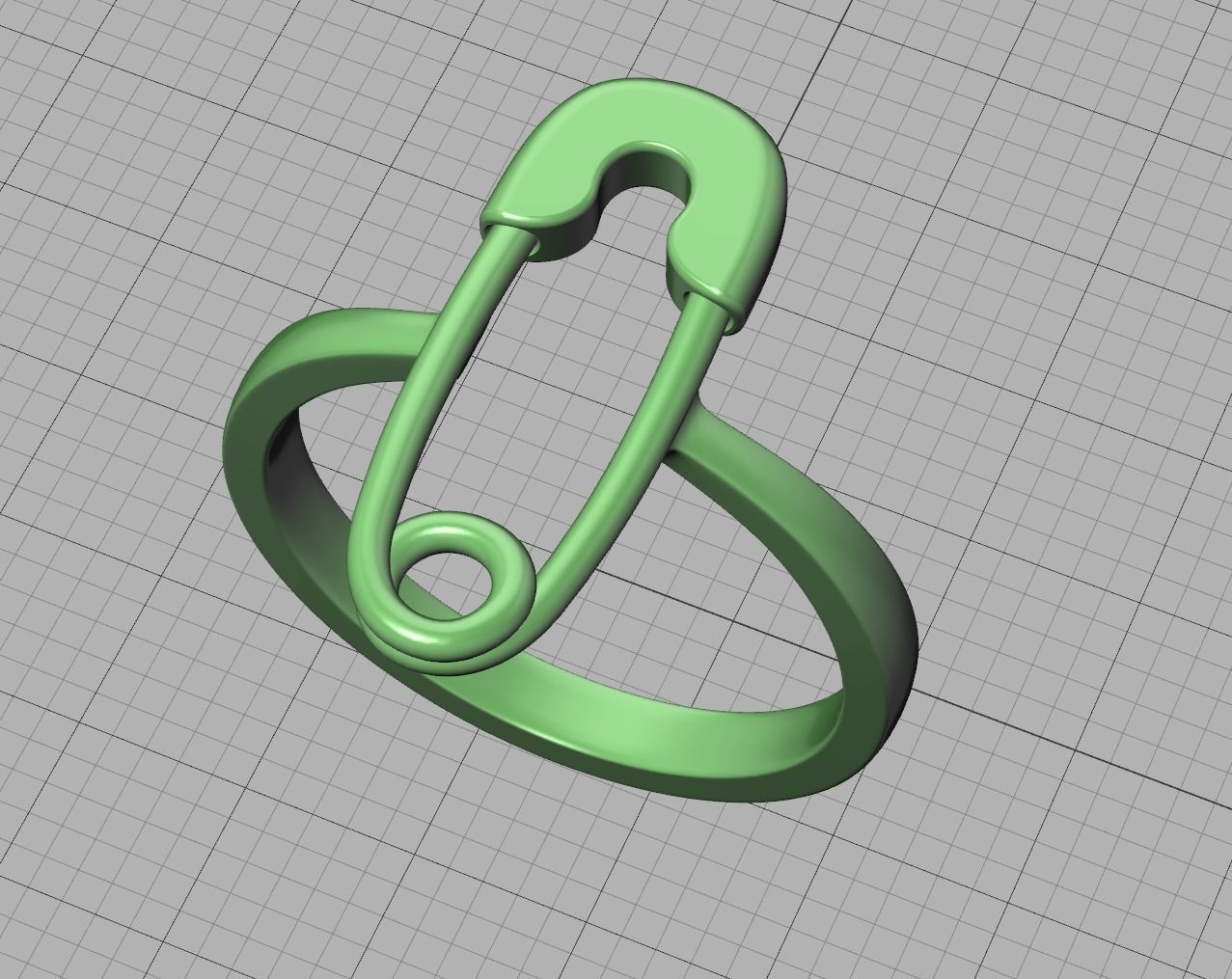 Diamond Safety Pin fashion ring 3dmodel v2 3D print model_14
