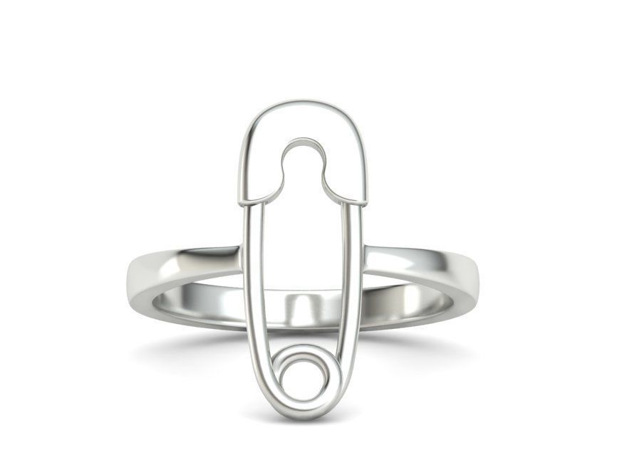 Diamond Safety Pin fashion ring 3dmodel v2 3D print model_42