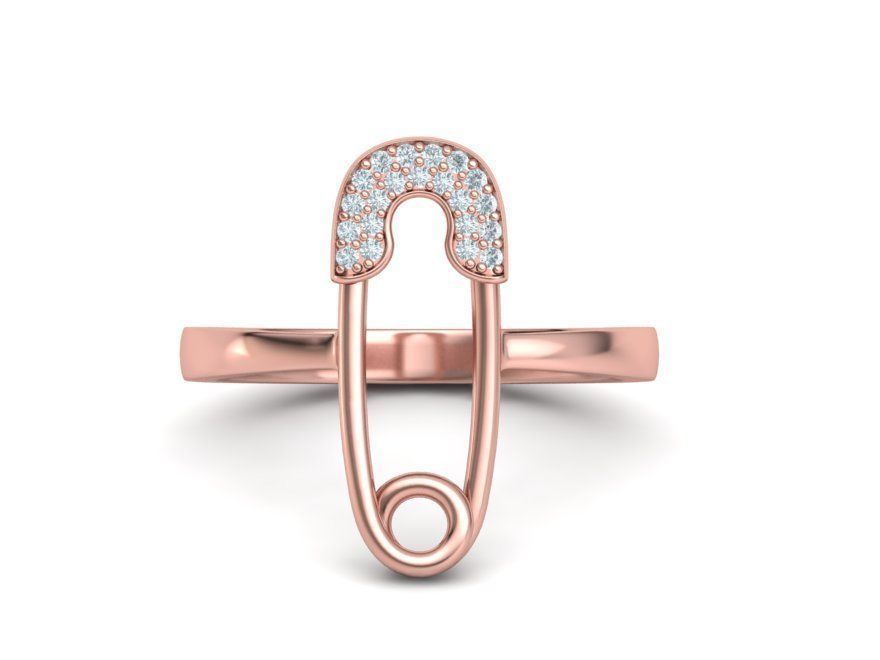 Diamond Safety Pin fashion ring 3dmodel v2 3D print model_1