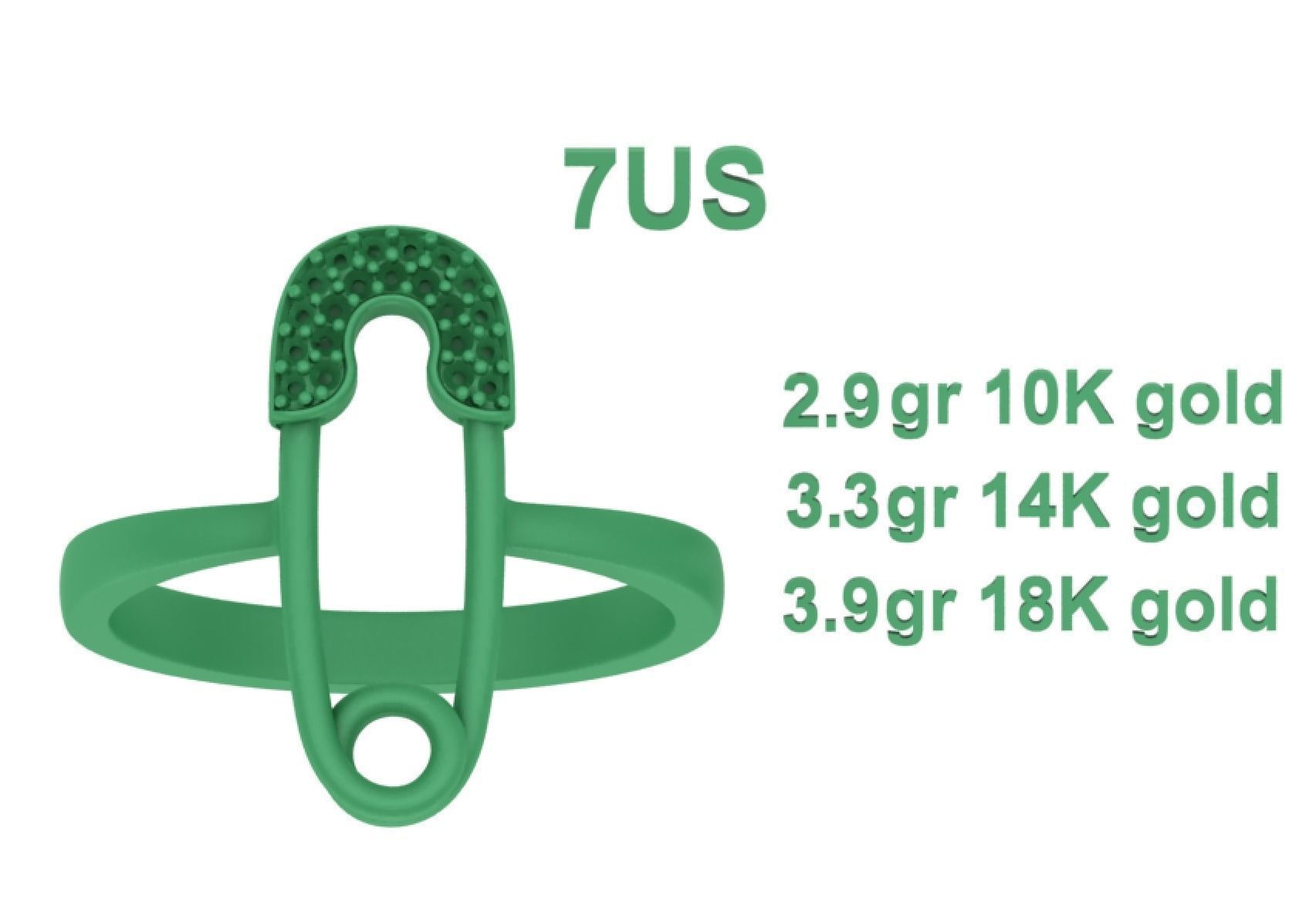 Diamond Safety Pin fashion ring 3dmodel v2 3D print model_23