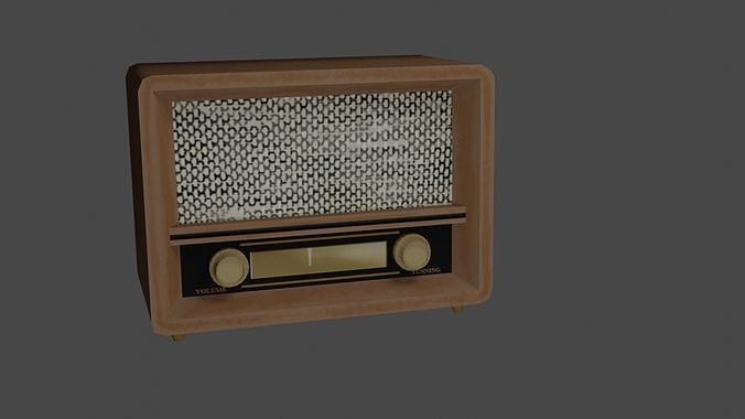 Old Wood Radio low-poly Low-poly 3D model