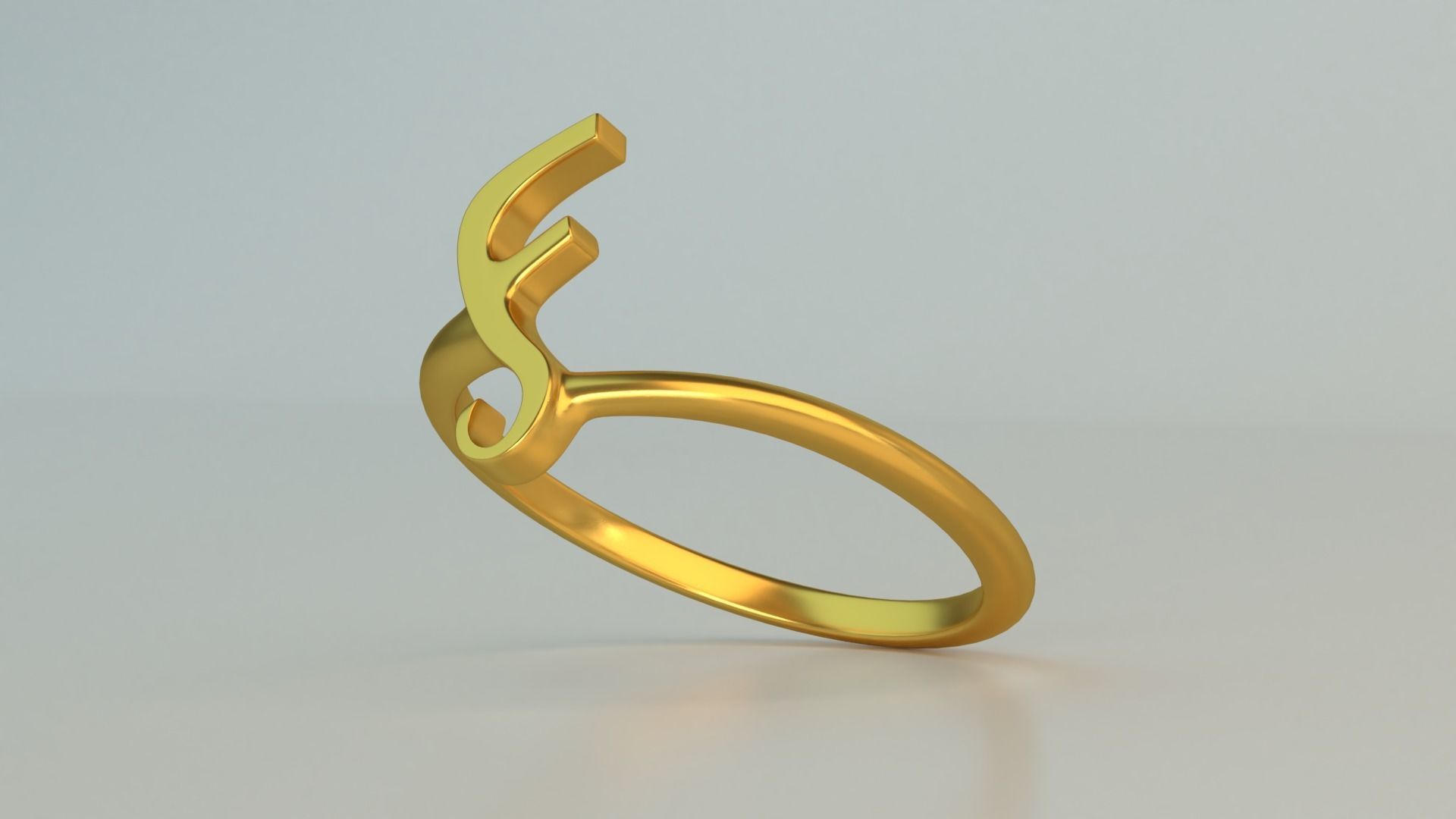 Ring F gold 3D model_2