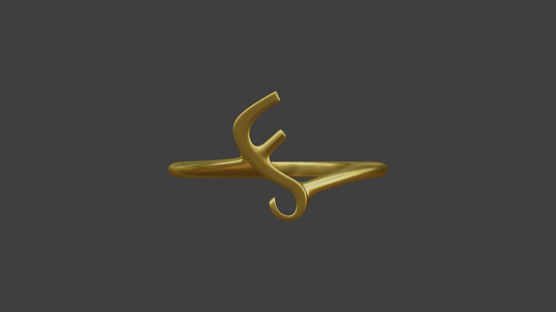 Ring F gold 3D model_1