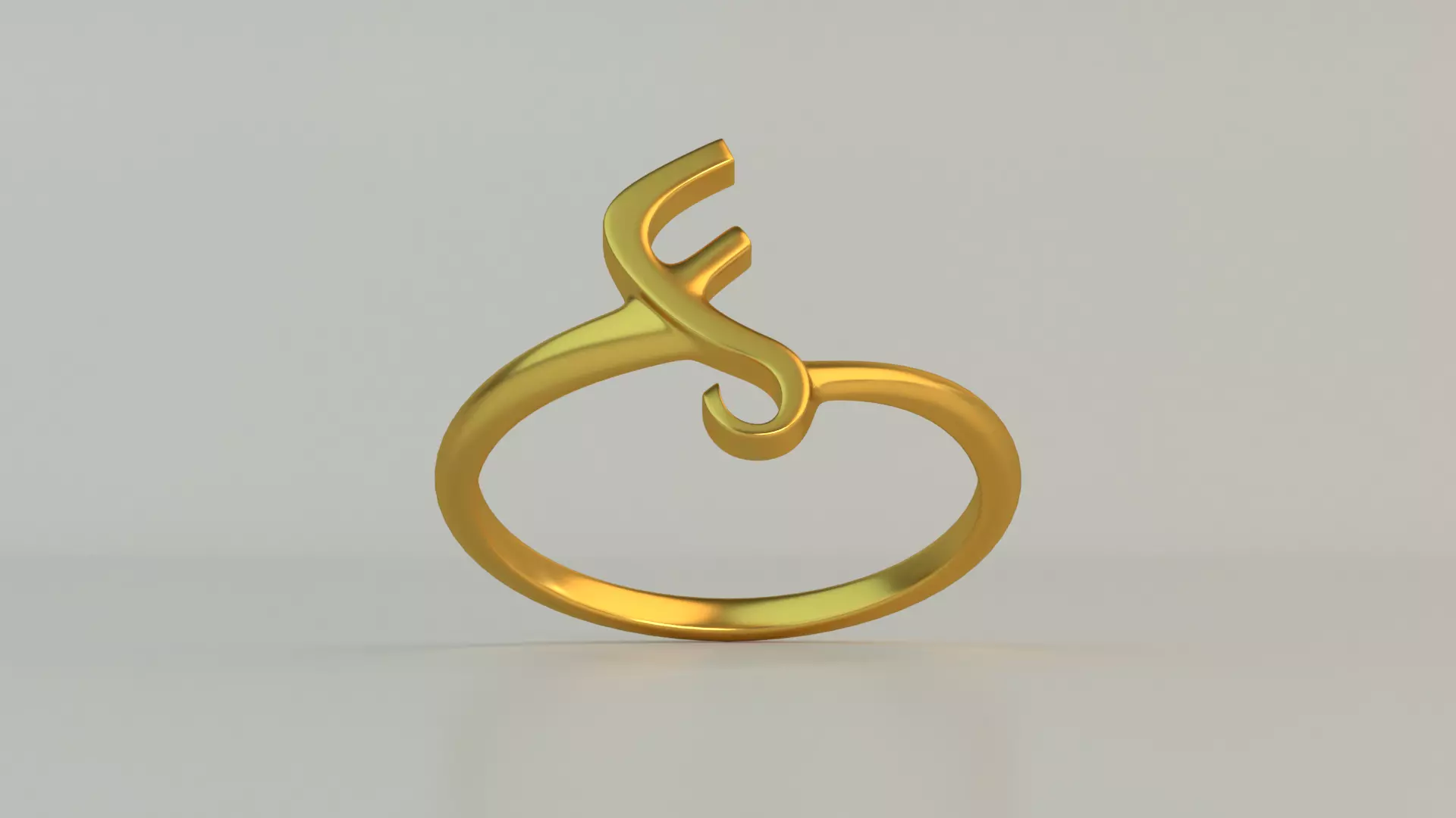 Ring F gold 3D model_0