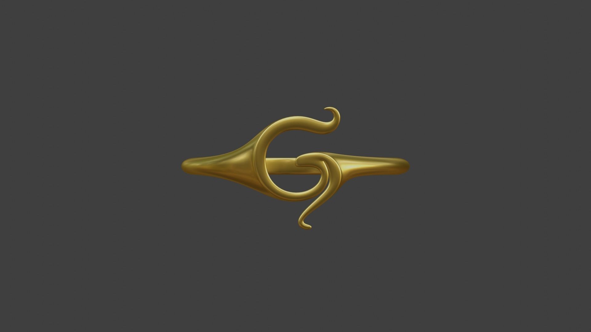 Ring G gold with snake 3D model_2