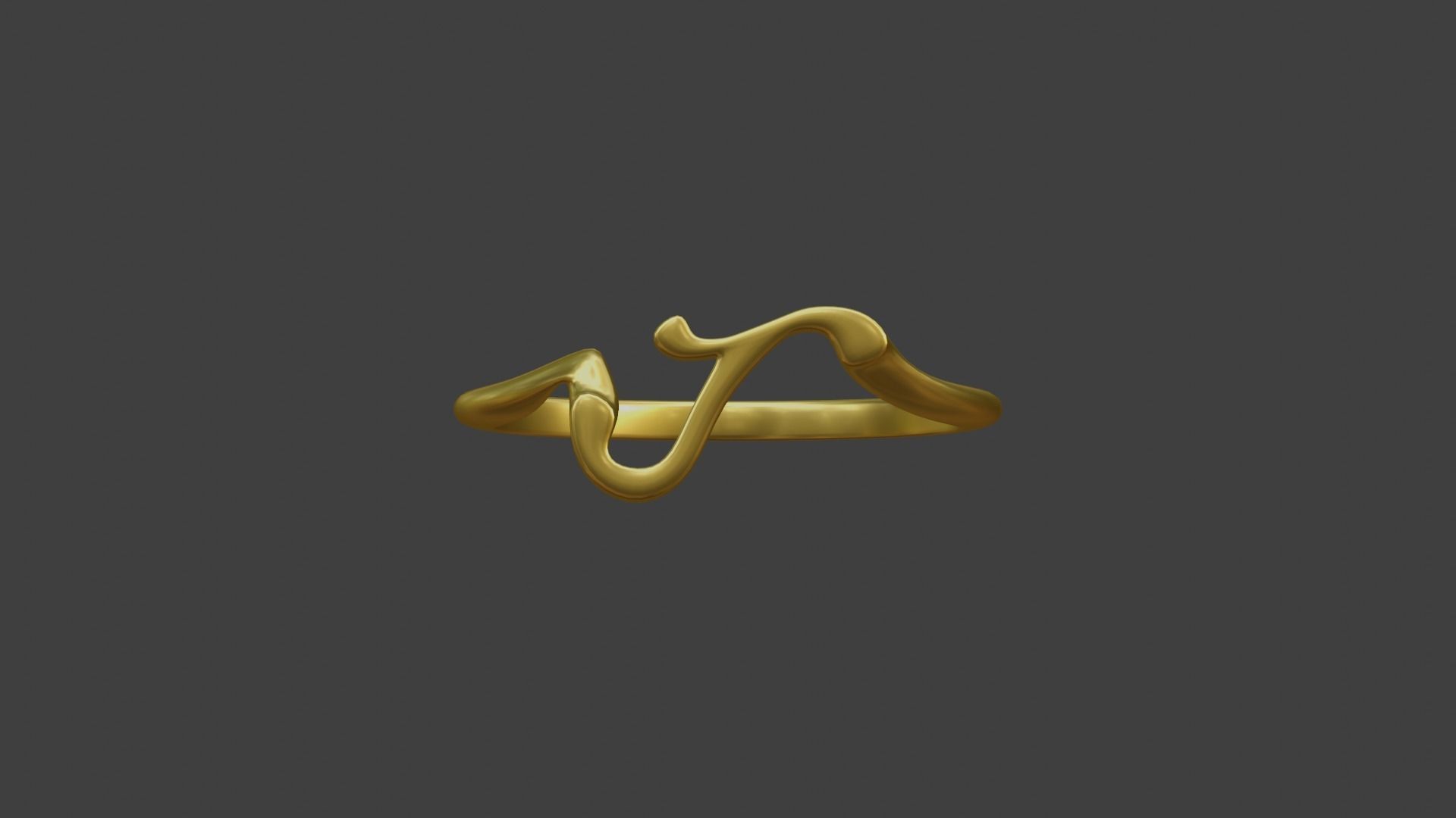 Ring J gold with om symbol 3D model_1