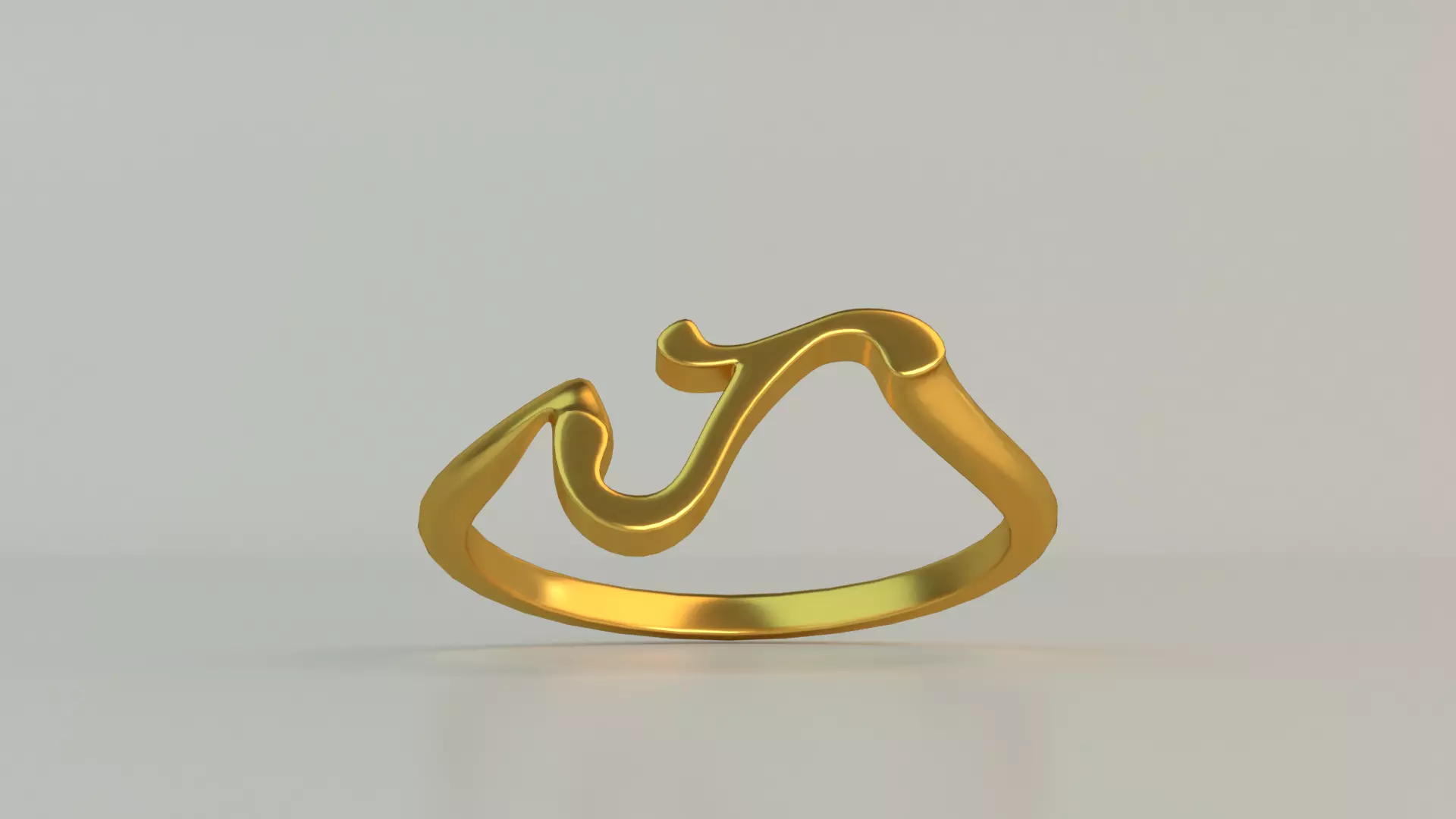 Ring J gold with om symbol 3D model_0