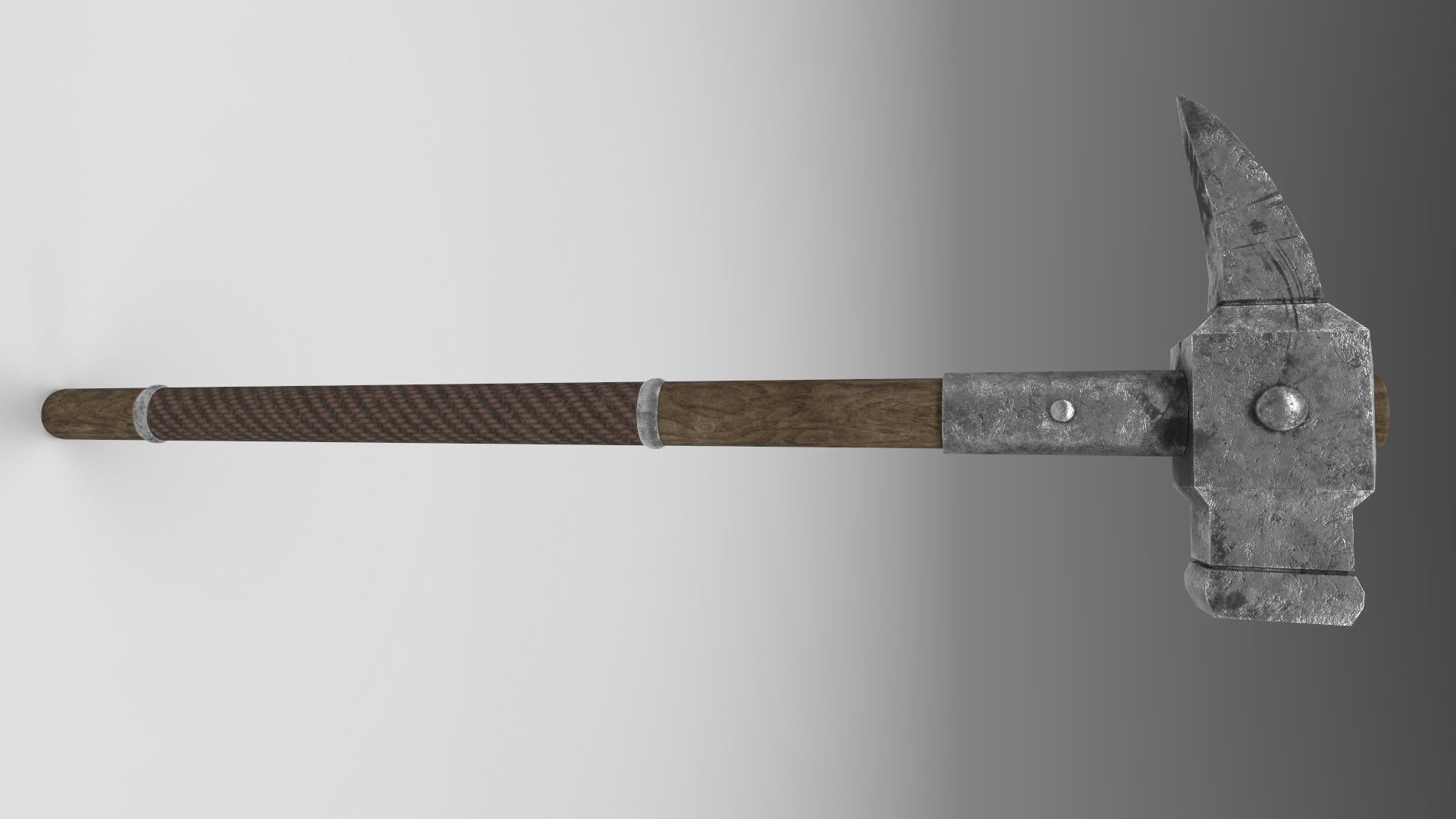Medieval battle hammer 1 Low-poly 3D model_2