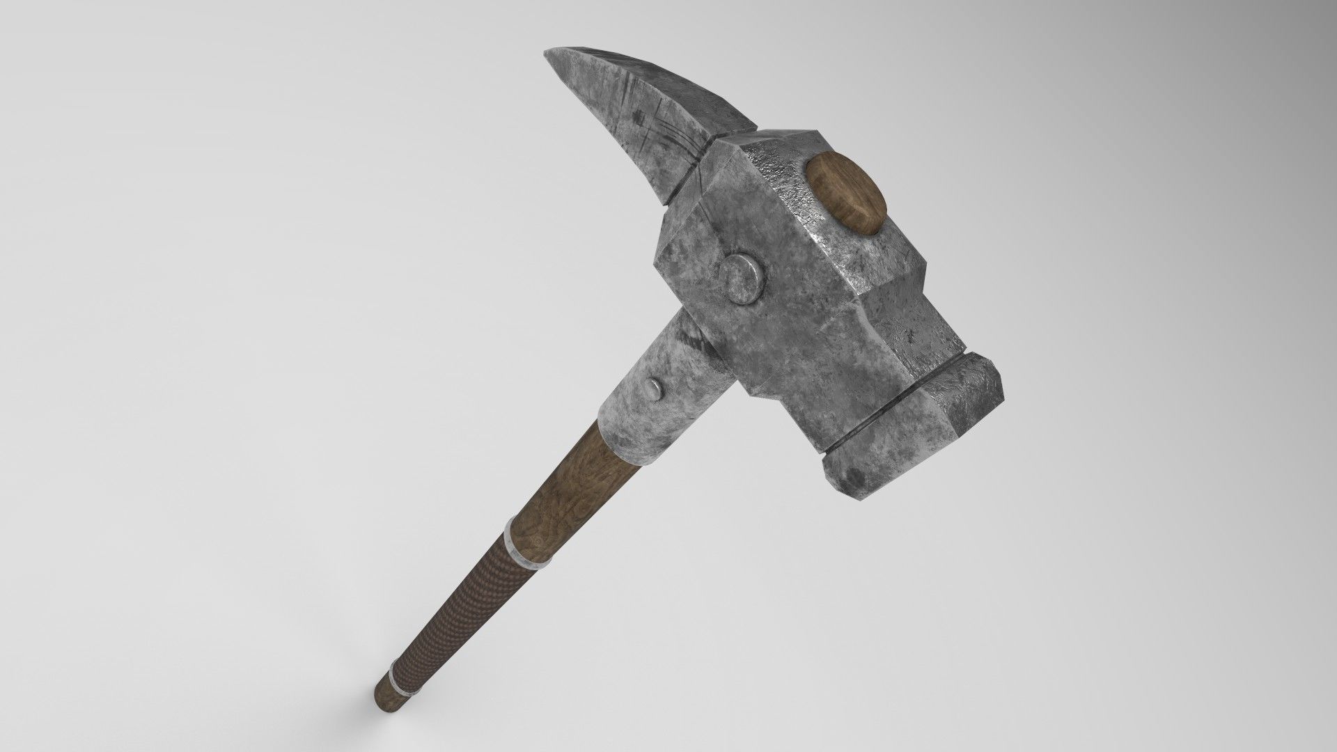 Medieval battle hammer 1 Low-poly 3D model_5