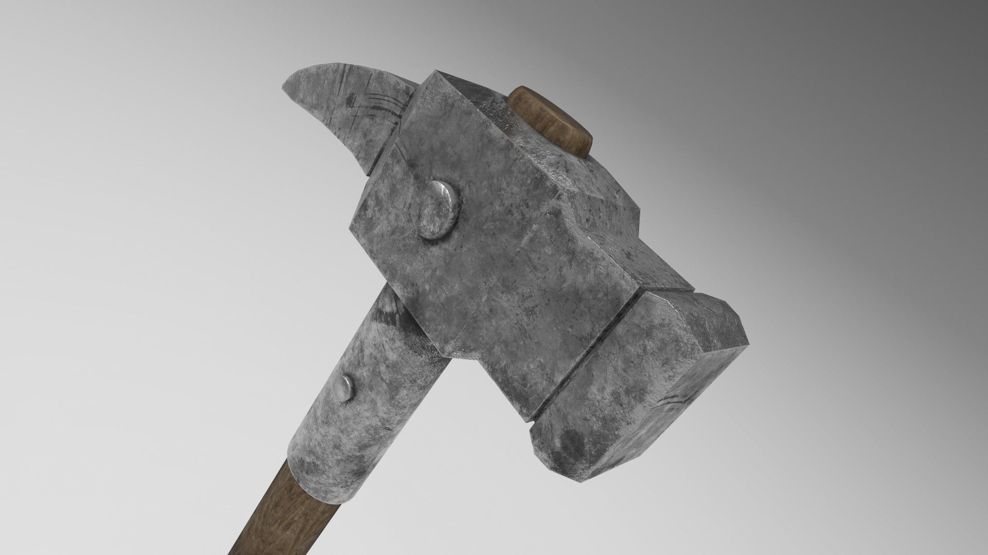 Medieval battle hammer 1 Low-poly 3D model_3