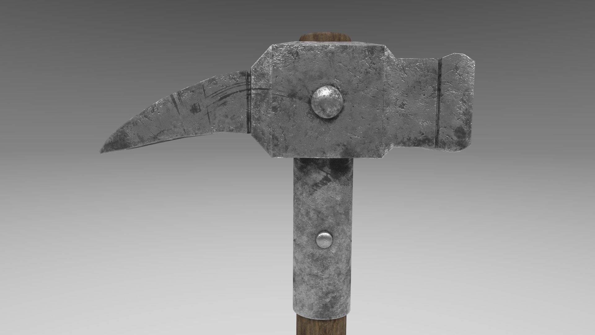 Medieval battle hammer 1 Low-poly 3D model_4