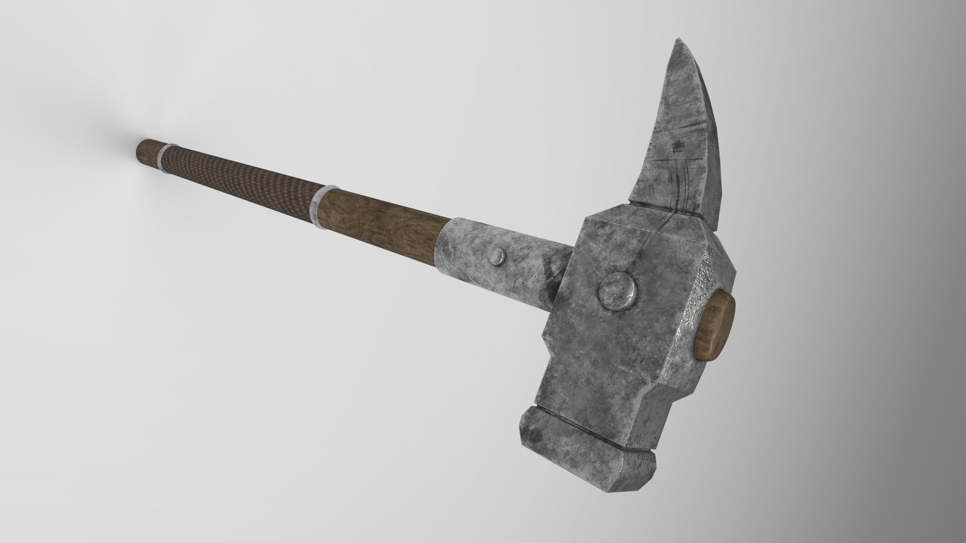 Medieval battle hammer 1 Low-poly 3D model_1