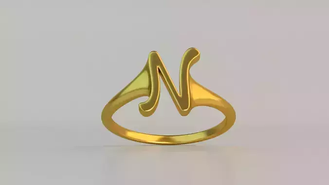Ring N gold with letter