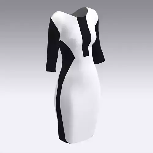 DRESS HOURGLASS BLACK WHITE