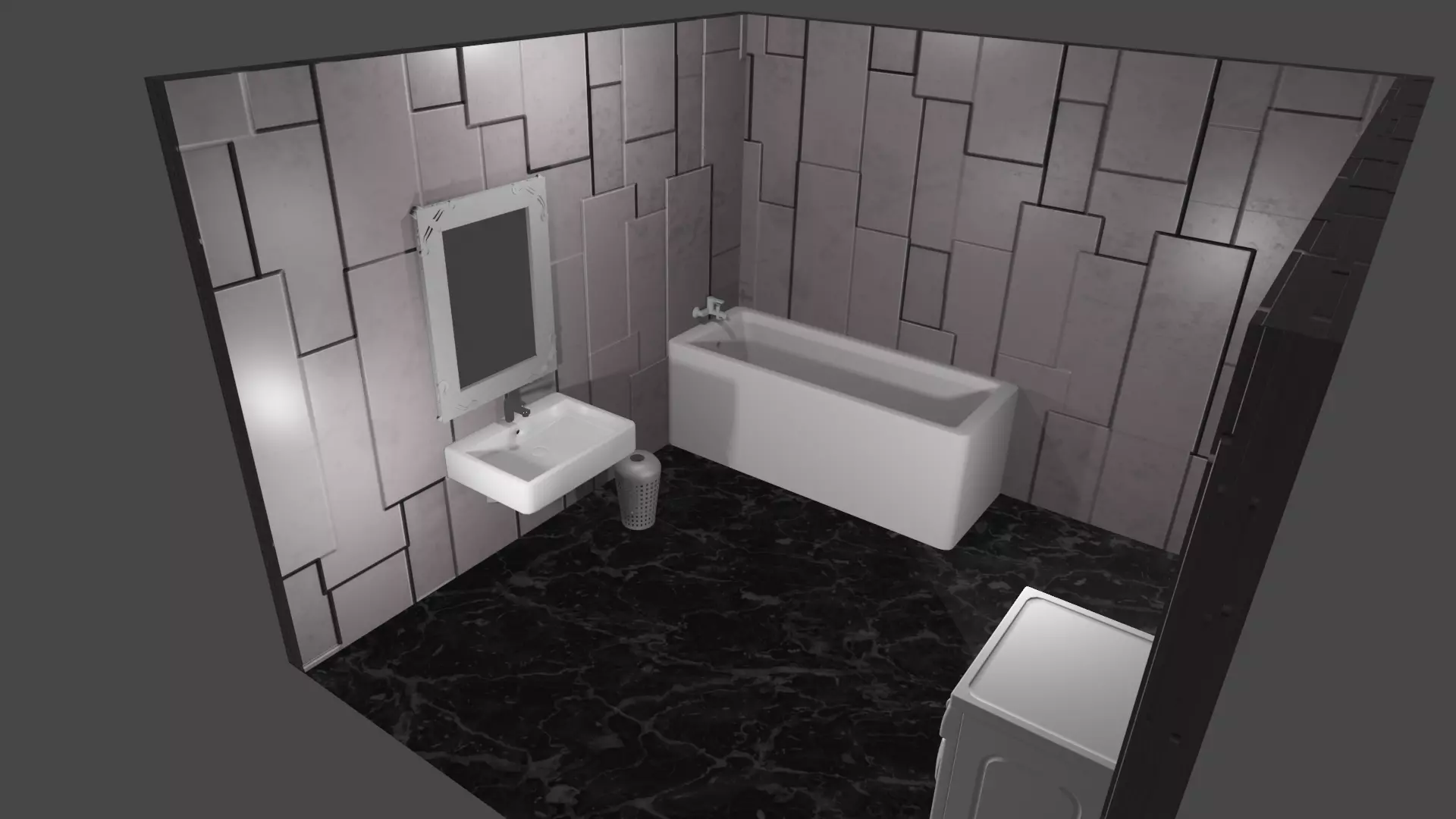 Bathroom with toilet and sink 3D model_0