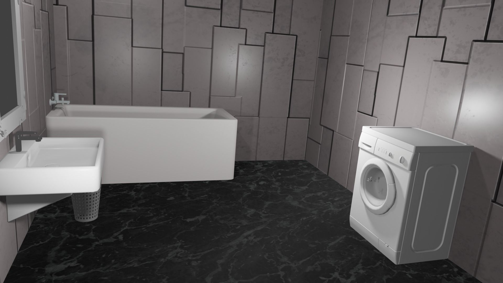 Bathroom with toilet and sink 3D model_1